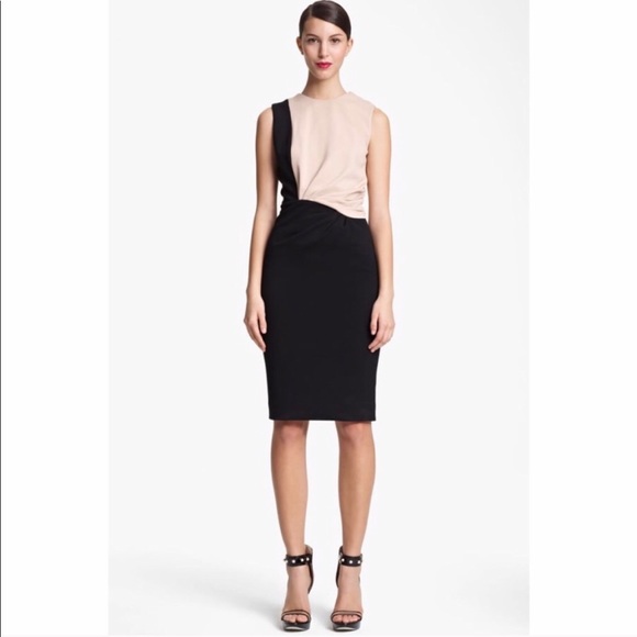 Jason Wu Dresses & Skirts - Jason Wu | Black Tan Stretch Midi Work Dress